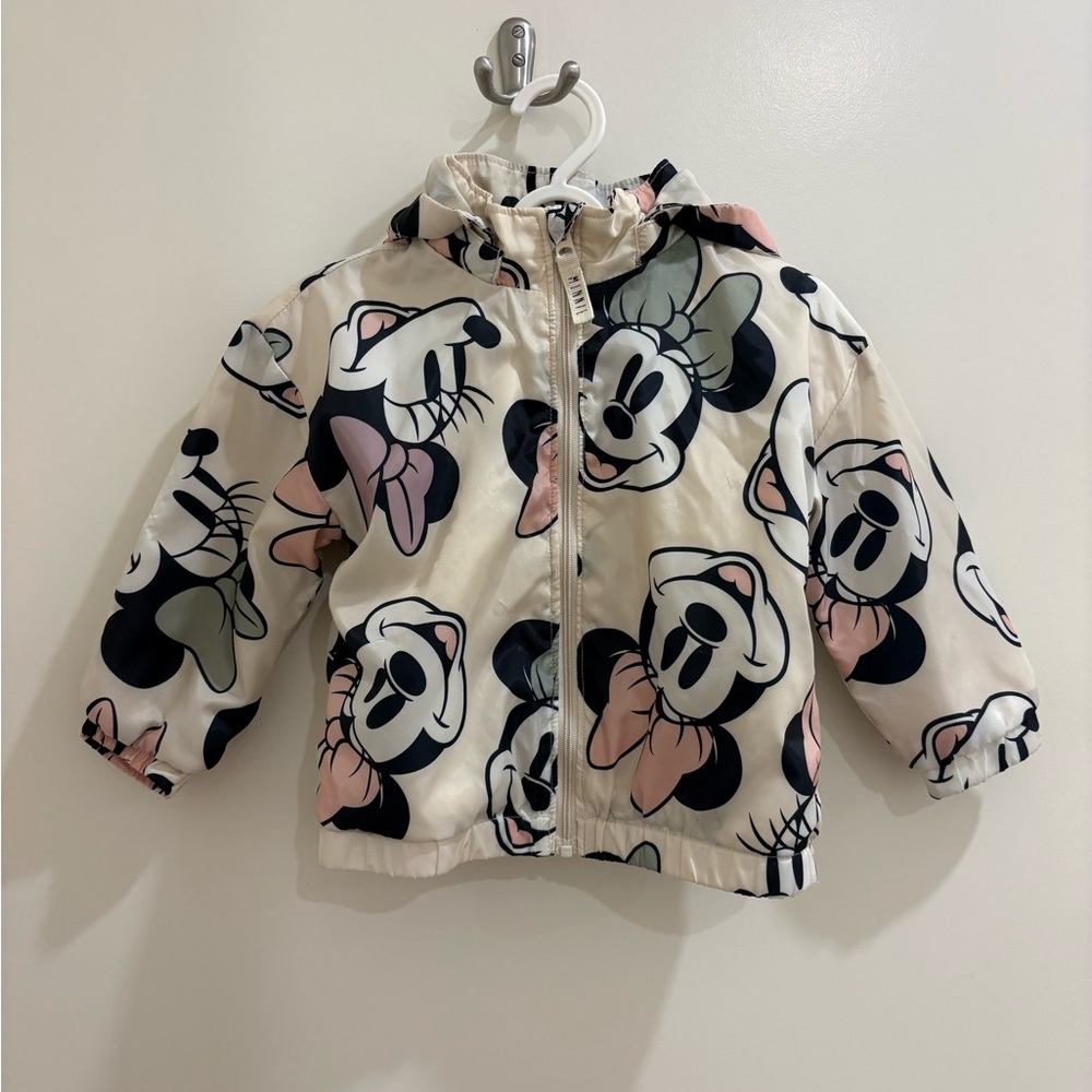 H&M, Minnie Mouse, 12M, Cream Hooded Jacket